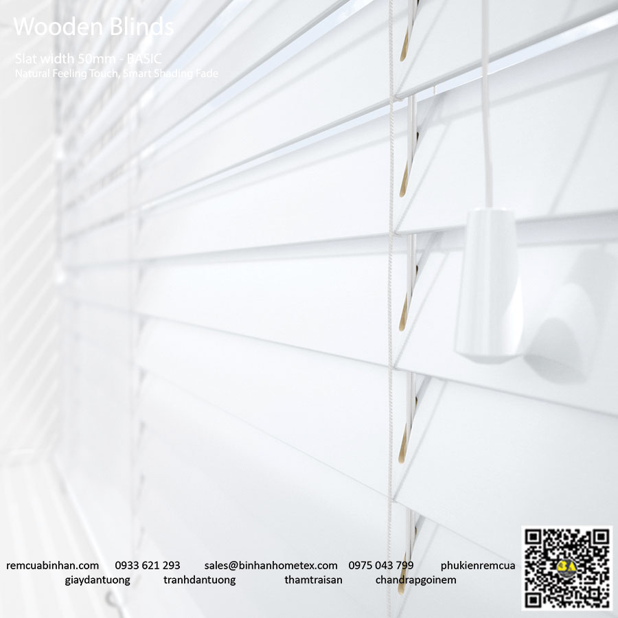 Rèm sáo gỗ bản 50mm màu trắng - Sang trọng và tối giản