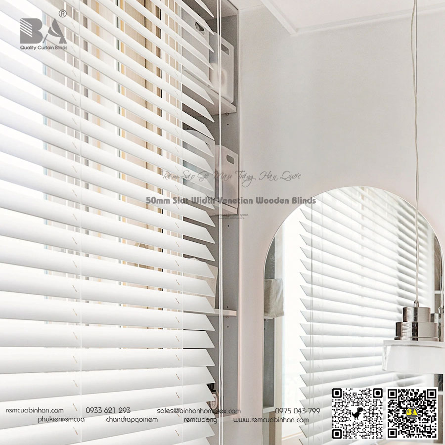 Rèm sáo gỗ màu trắng Hàn Quốc - Nhà cung cấp uy tín