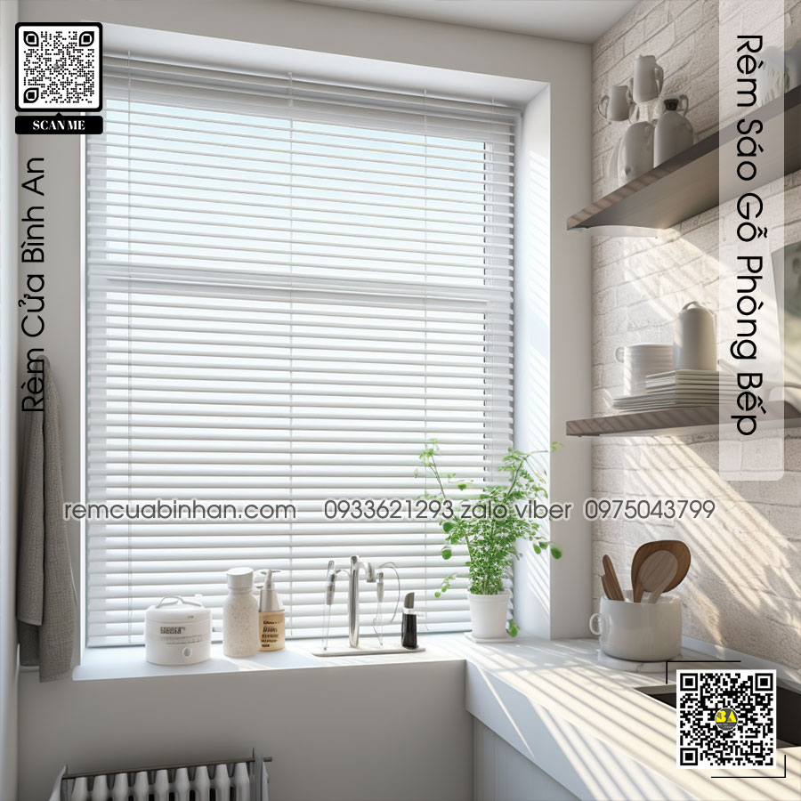  Rèm Sáo Gỗ Nhà Bếp - Màn Gỗ Chống Nước - Rèm Cửa Bếp Bình An