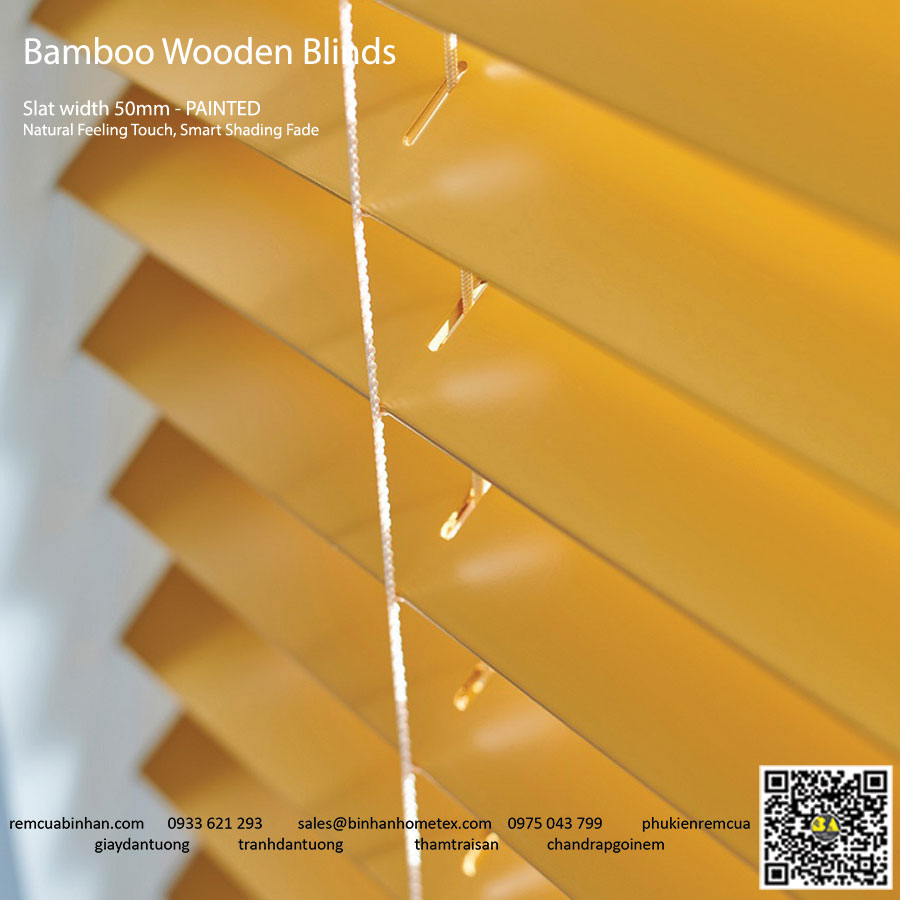 Rèm sáo gỗ sơn màu đẹp Bản lá 35mm