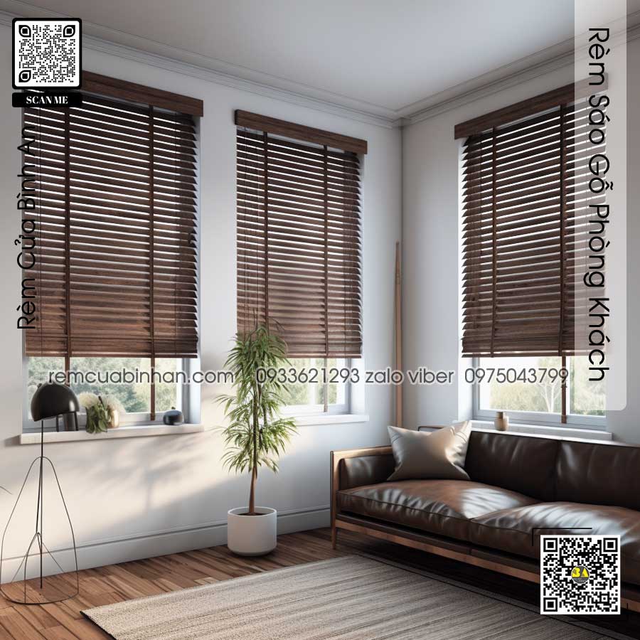 Rèm Sáo Gỗ Phòng Khách Đẹp - Thương hiệu Rèm cửa Bình An