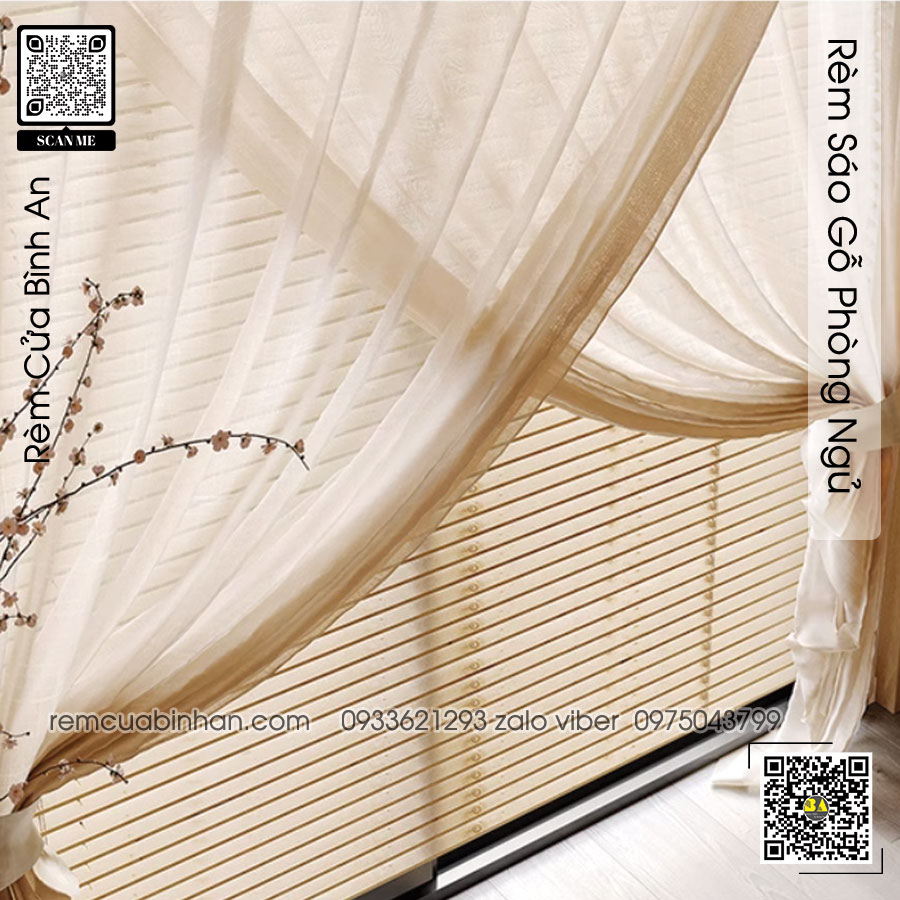 Rèm Sáo Gỗ Phòng Ngủ Phong Cách Nhật Bản Japandi