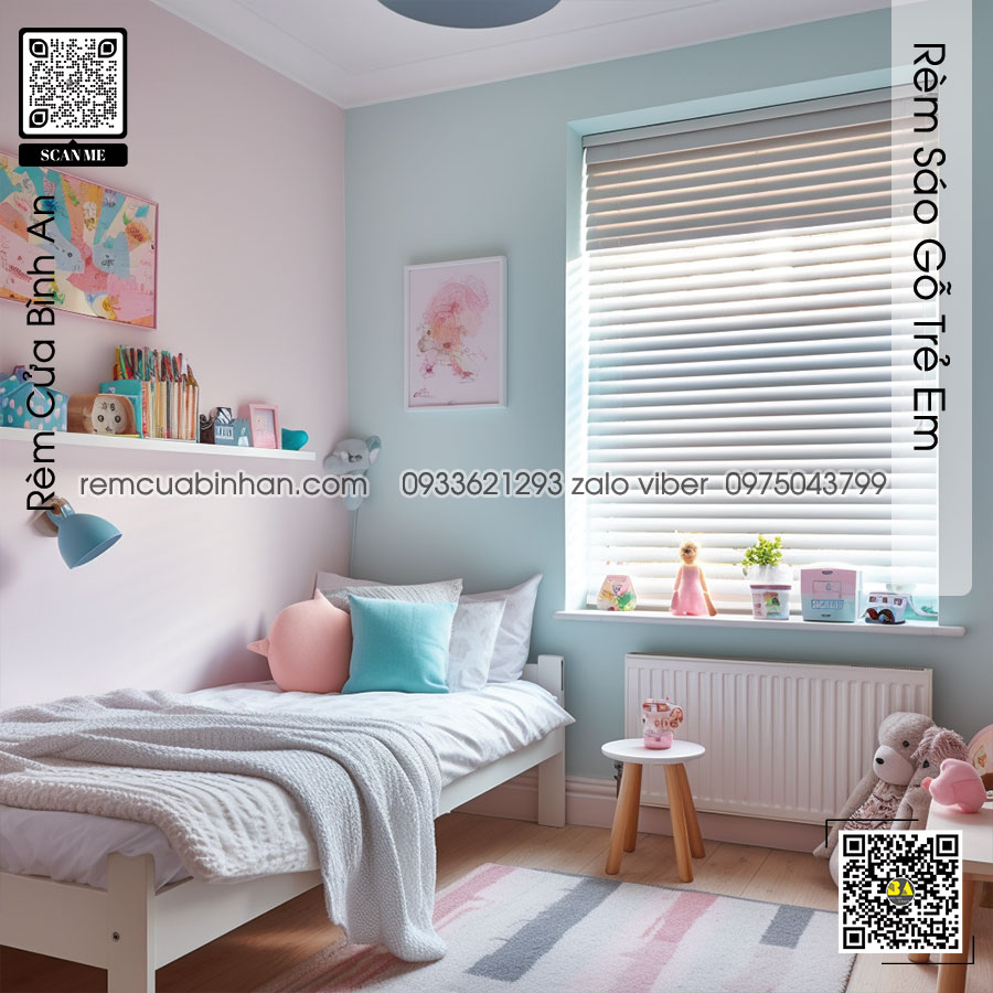 Rèm sáo gỗ phòng trẻ em cao cấp | Bình An - remcuabinhan.com