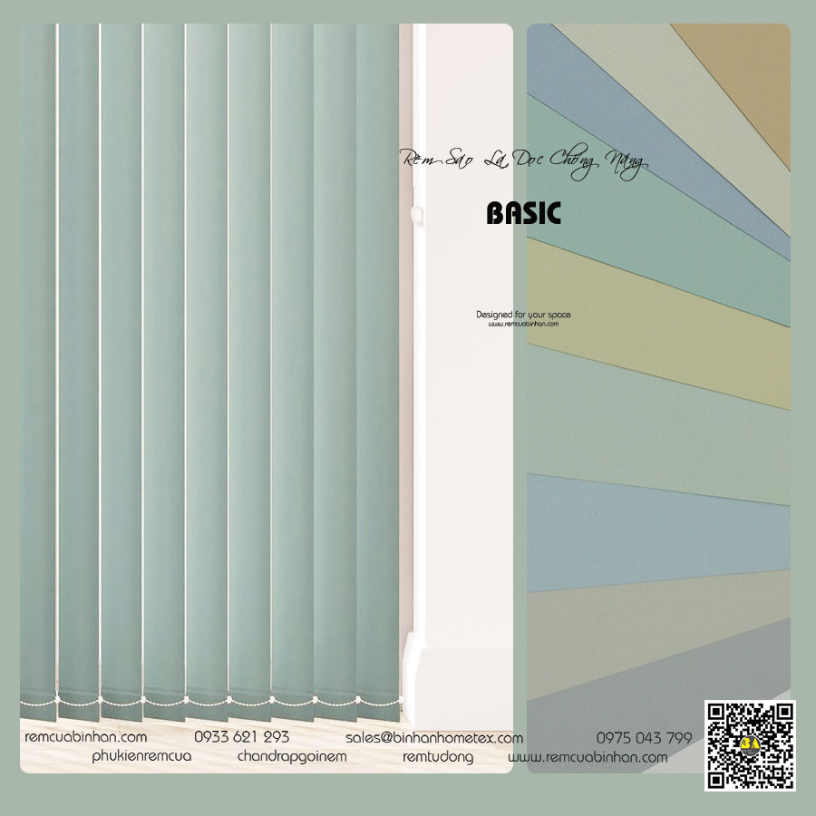 Rèm sáo dọc vải trơn chống nắng giá rẻ BASIC