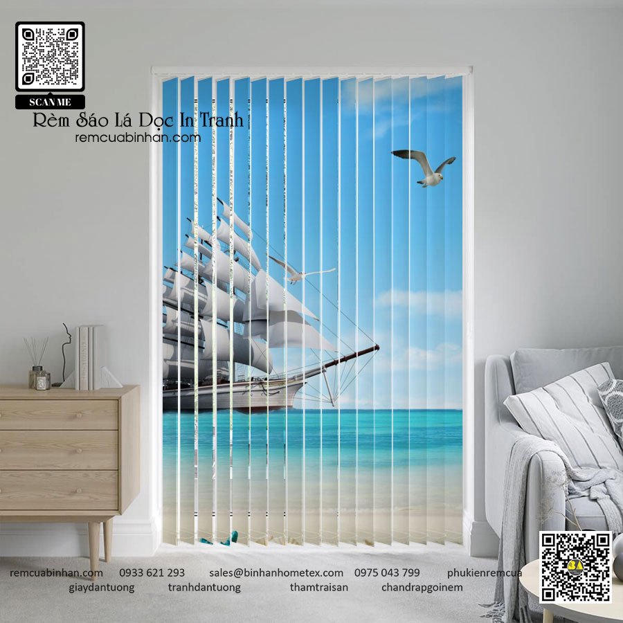 Rèm sáo lá dọc in tranh chất lượng cao - Giá tốt nhất