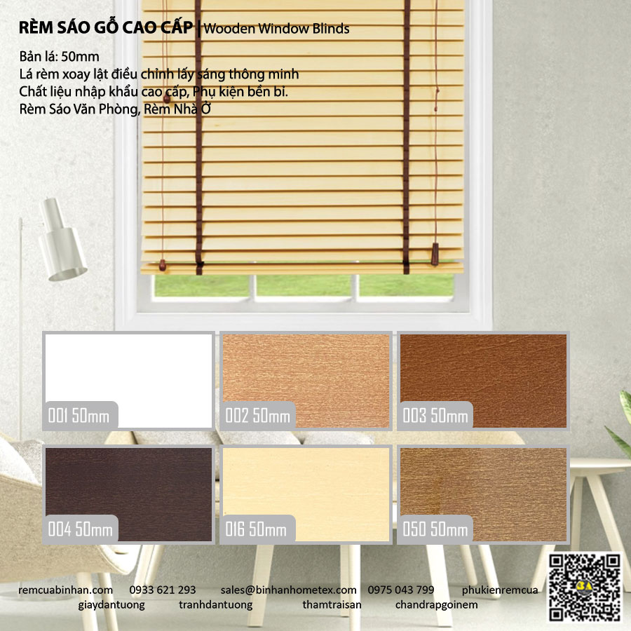 Rèm Sáo Gỗ Starblinds 50mm – Sang Trọng, Đẳng Cấp, Bền Đẹp