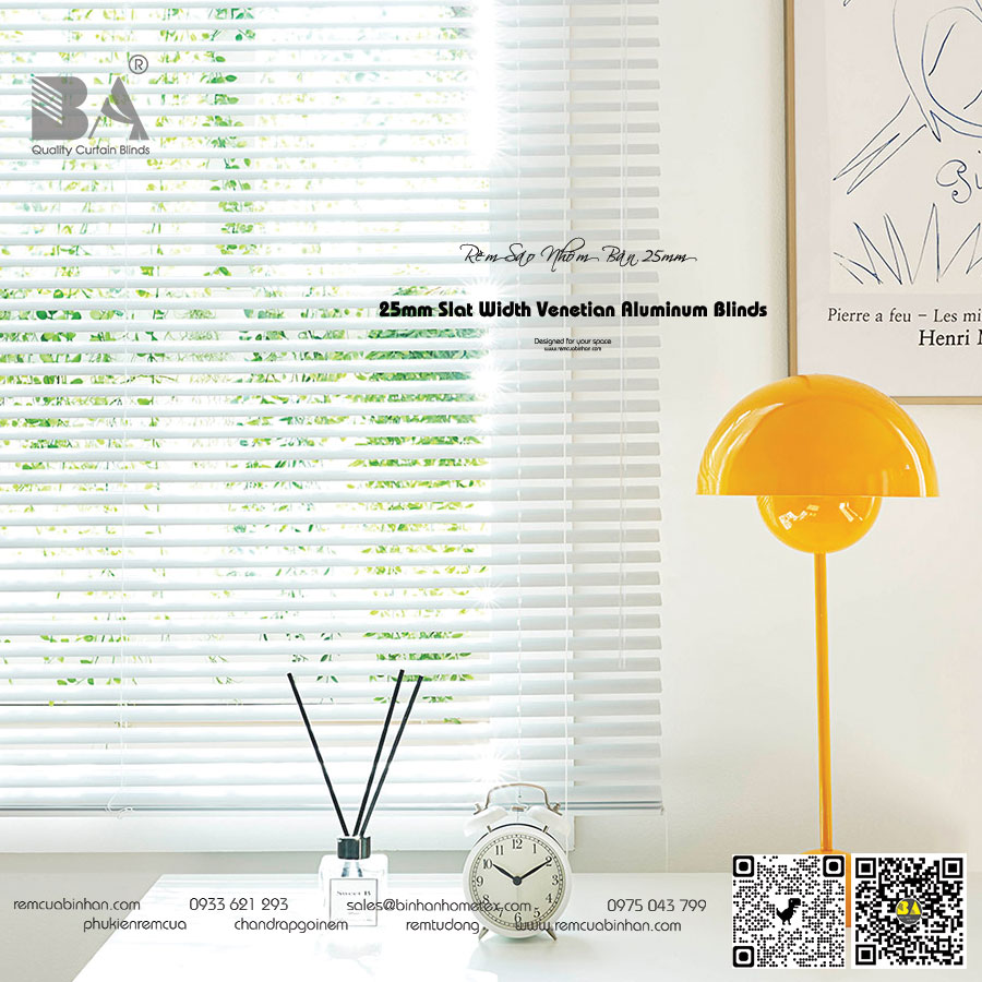 Rèm Sáo Lá Nhôm Màu Xám Nhạt ST24