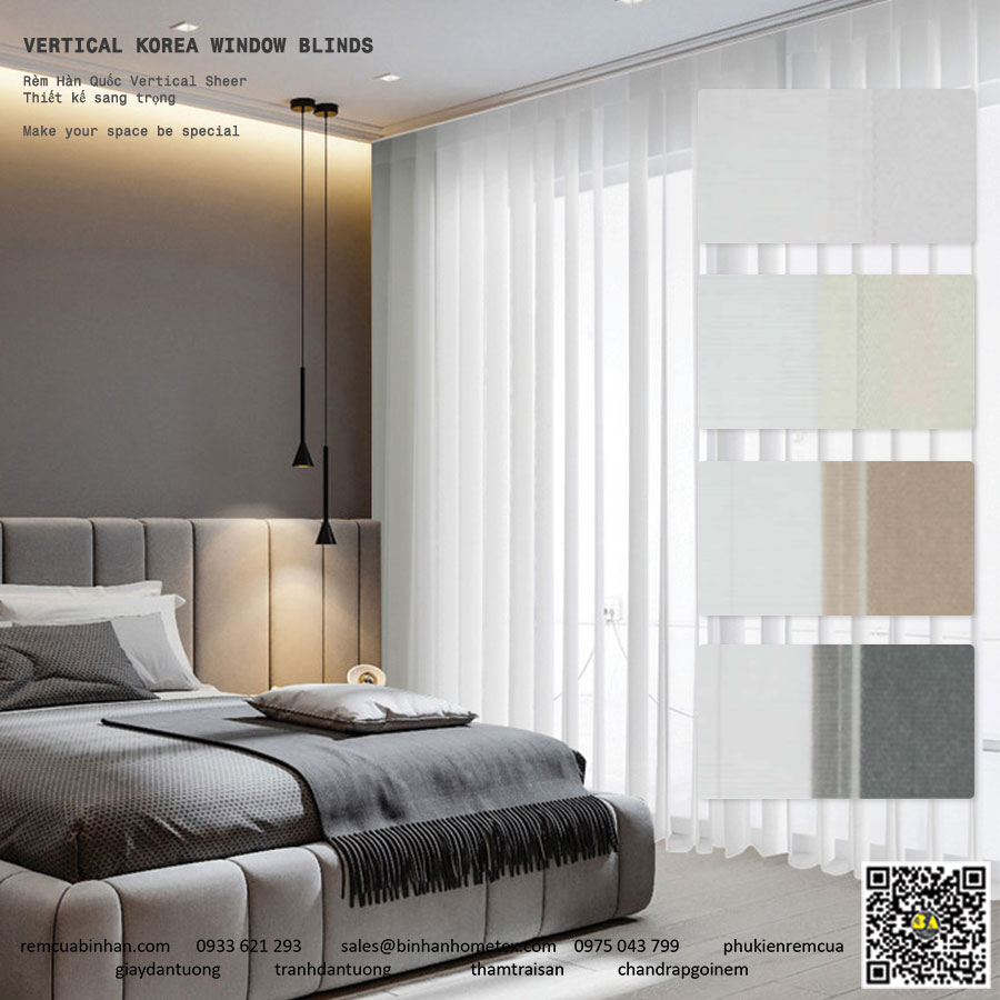 Rèm Sheer Vertical Hàn Quốc Màn Cửa Cao Cấp Phòng Khách Villa, Căn Hộ Hàn Quốc