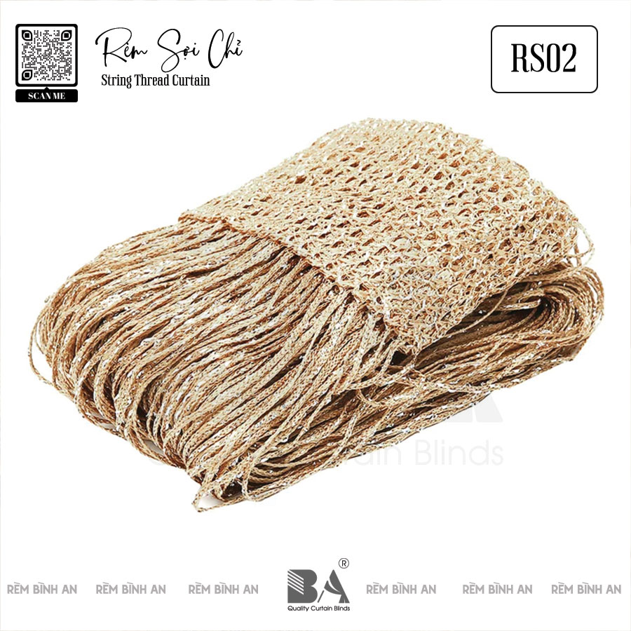 Rèm Sợi Chỉ Kim Tuyến Màu Be RS02