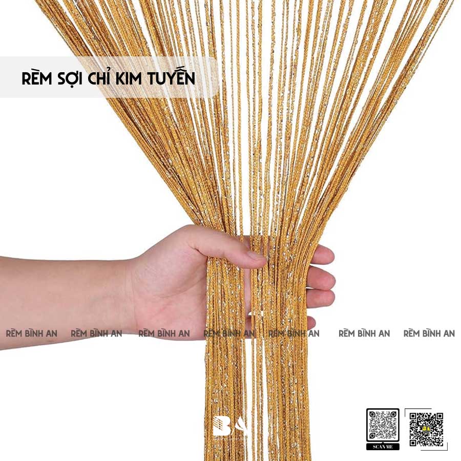 Rèm Sợi Chỉ Kim Tuyến Màu Vàng Đồng RS02