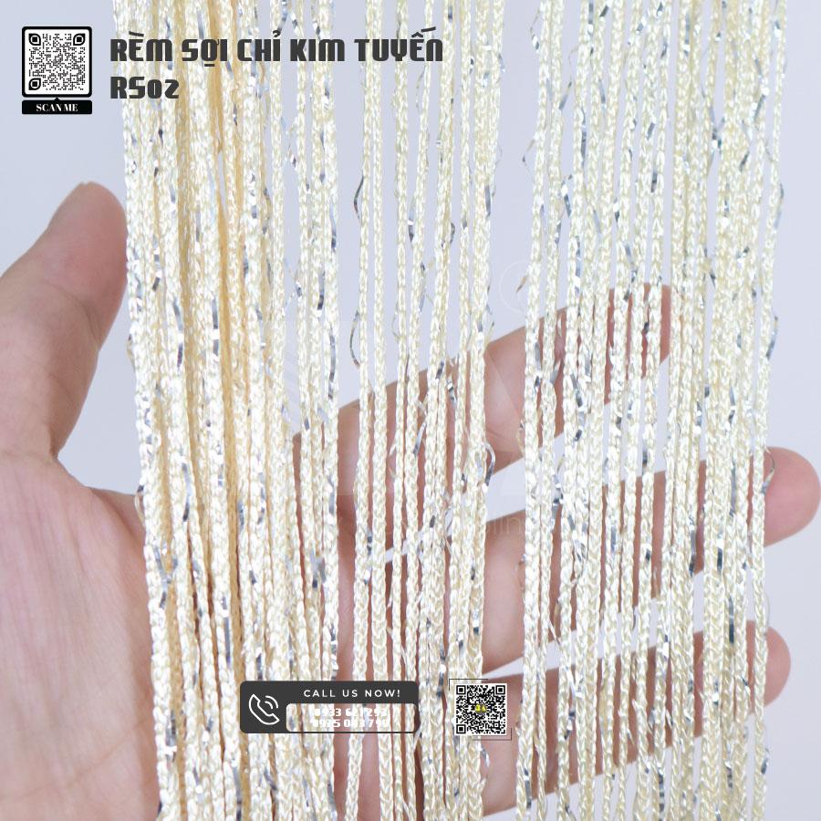 Rèm Sợi Chỉ Kim Tuyến Màu Vàng Hoàng Kim RS02 KT 3M X 3M