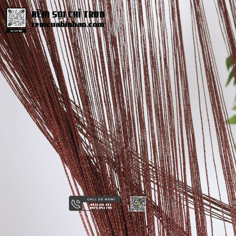 Rèm Sợi Chỉ Trơn Màu Nâu RS01