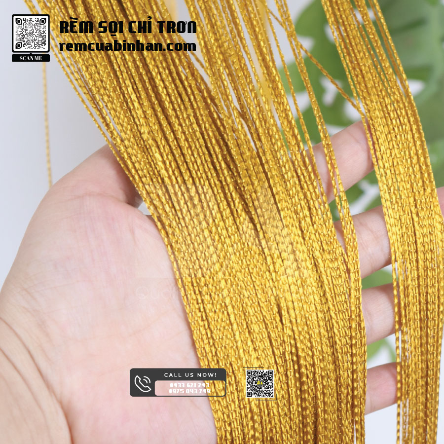 Rèm sợi chỉ trơn vàng đồng 3x3m RS01