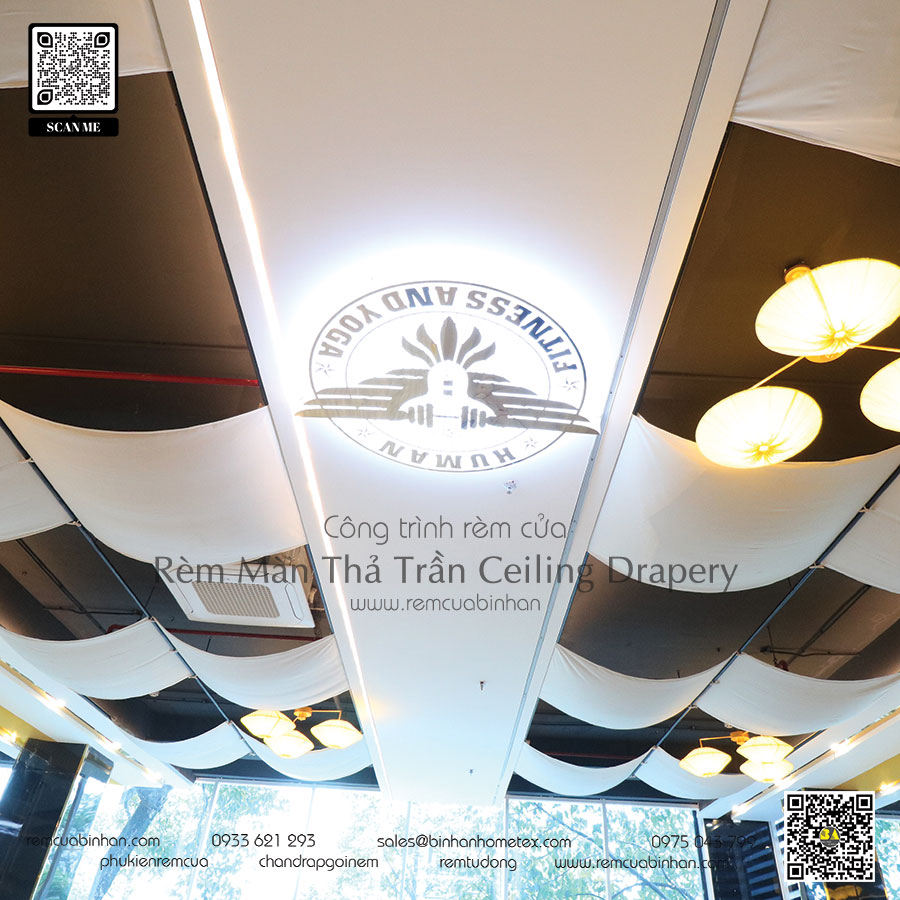 Rèm thả trần màn cửa phòng tập yoga & gym cao cấp - Rèm cửa Bình An