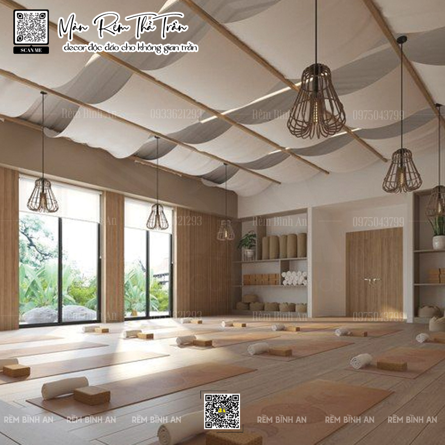 Rèm Thả Trần Phòng Tập | Thiết Kế Đẹp Cho Yoga & Gym