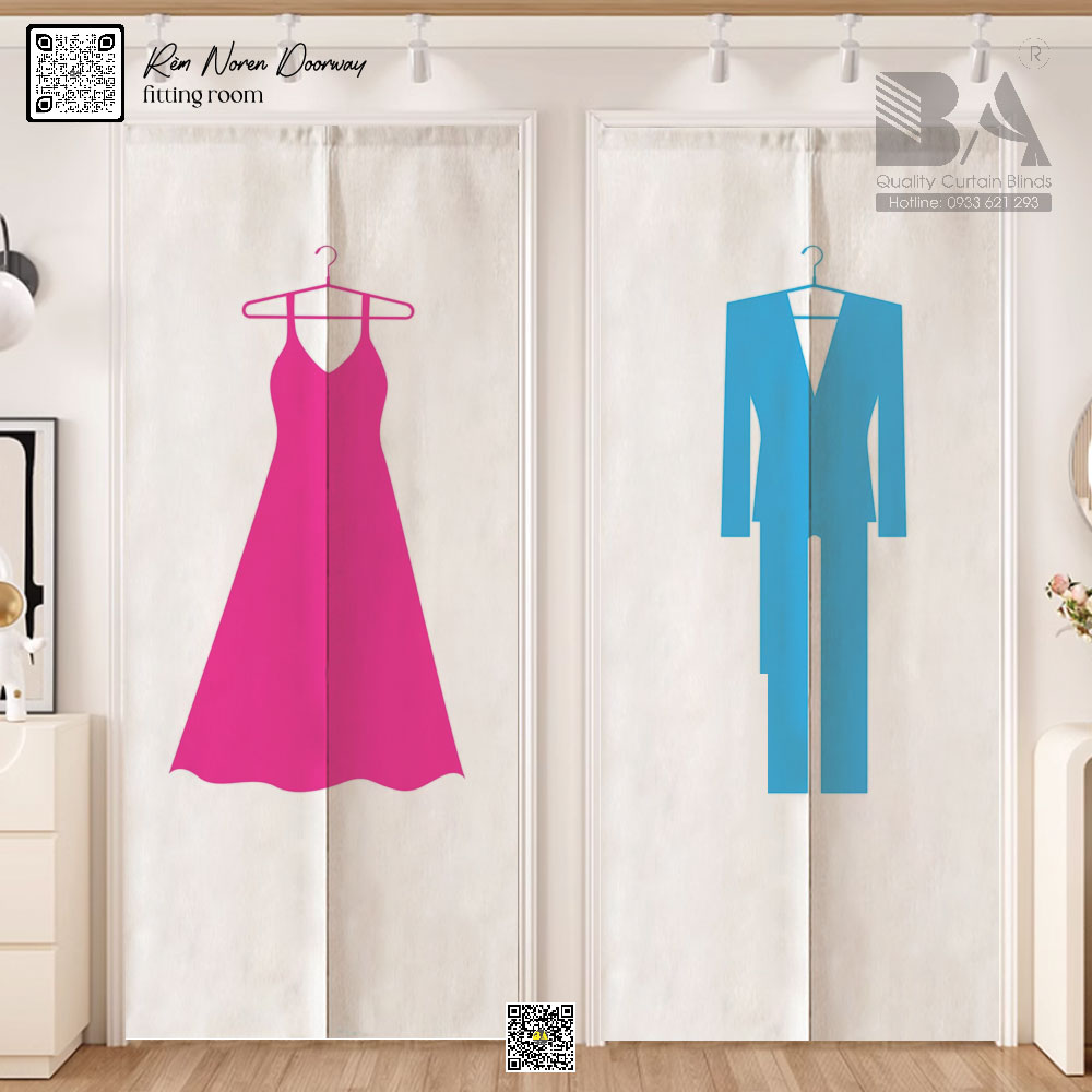 Rèm thử đồ in logo cho local brand