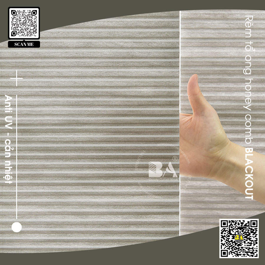 Rèm tổ ong Honeycomb Blinds Hàn Quốc - Sáng tự nhiên, gọn nhẹ