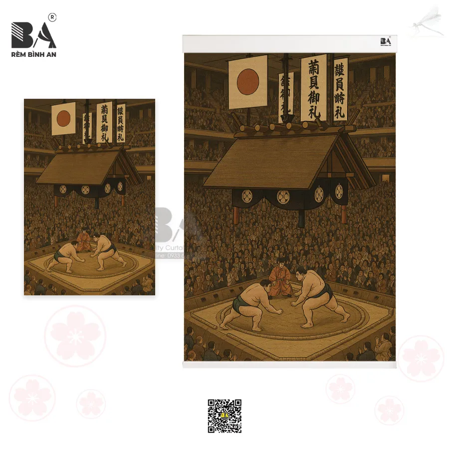 Rèm Tổ Ong In Tranh Sumo Nhật Bản | RÈM BÌNH AN