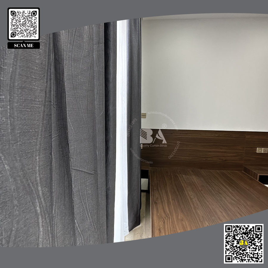 Rèm vải chống nắng gấm satin hoa văn chìm giá rẻ | Bình An