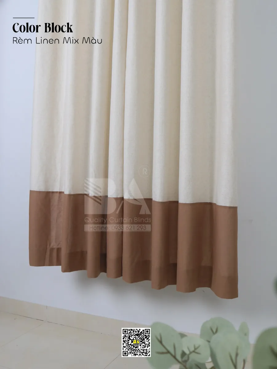 Rèm Vải Linen Mix Màu Color Block Hiện Đại | Rèm Bình An-1