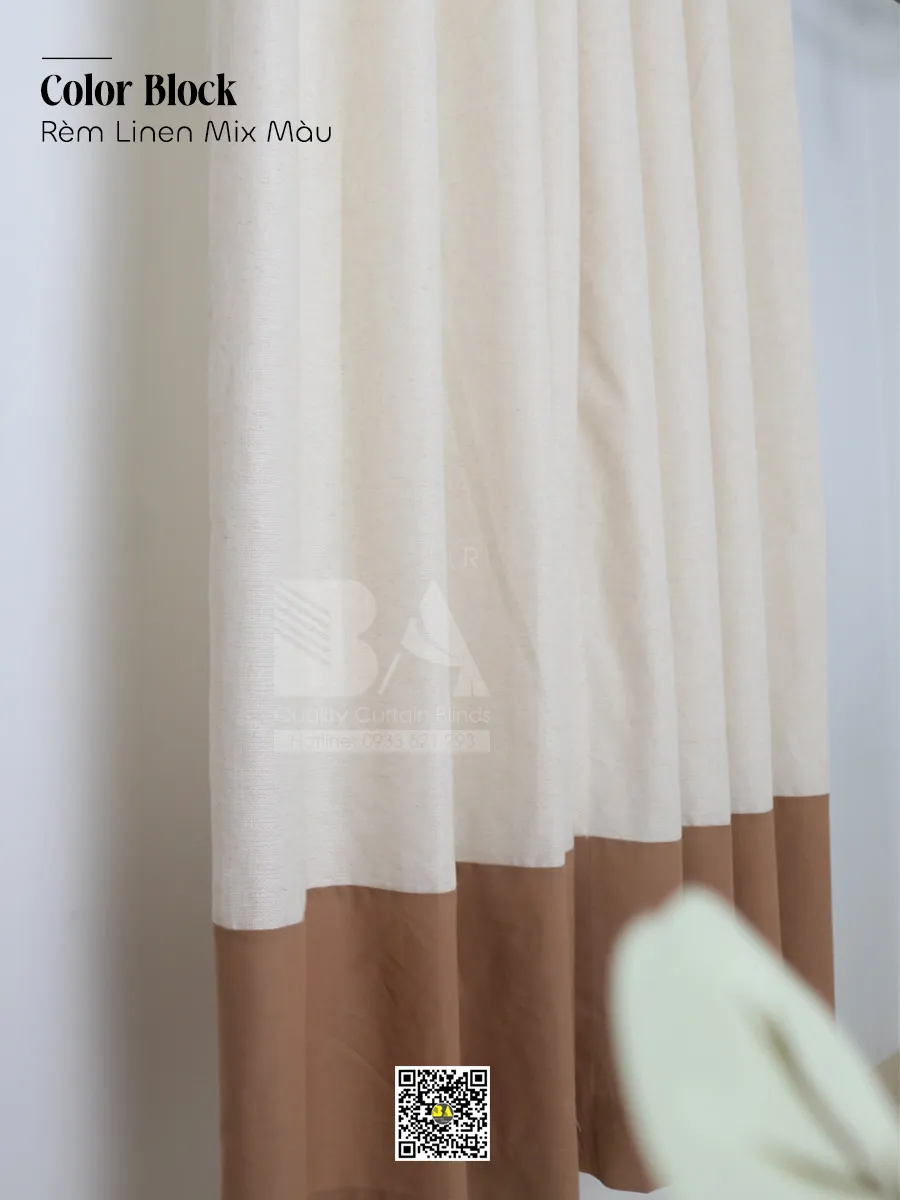 Rèm Vải Linen Mix Màu Color Block – Phối Hai Màu Hiện Đại | Rèm Bình An