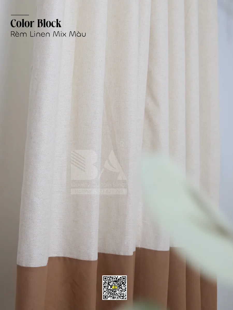 Rèm Vải Linen Mix Màu Color Block Hiện Đại | Rèm Bình An-6