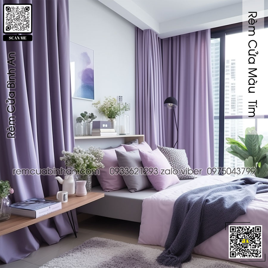 Rèm vải màu tím sang trọng | Rèm cửa Bình An