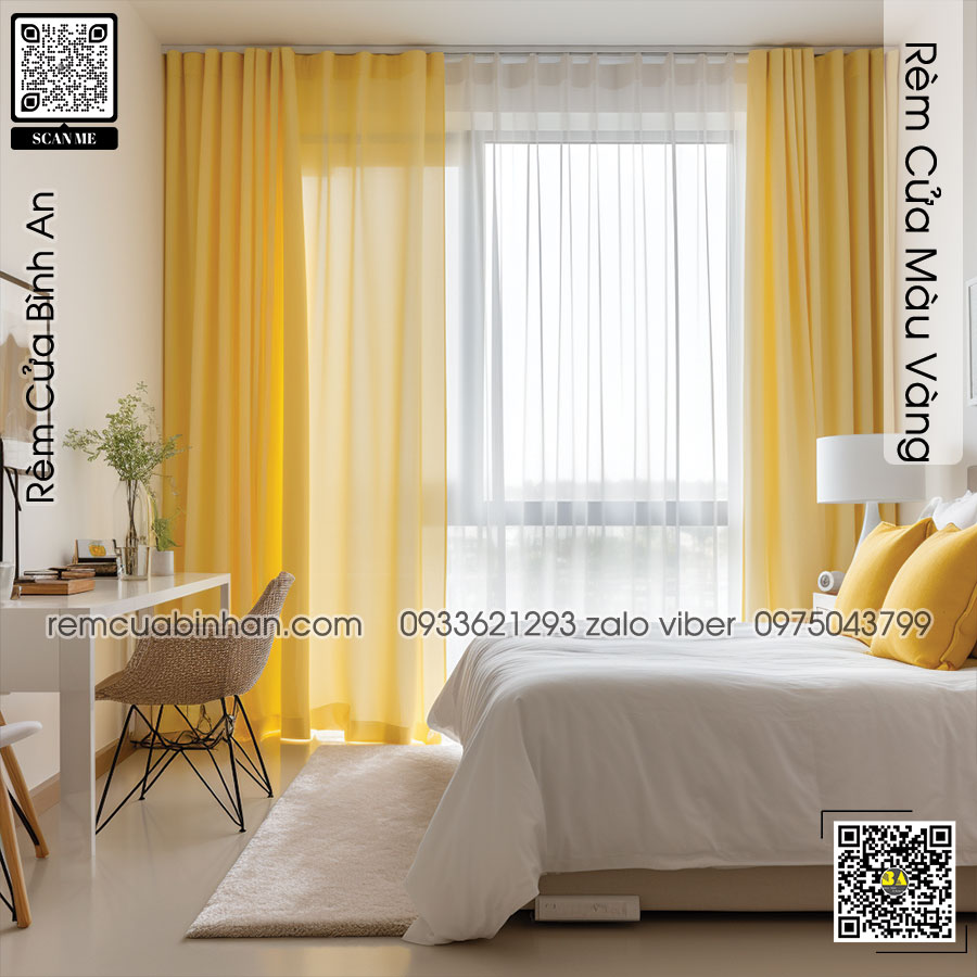 Rèm vải màu vàng cá tính - RÈM BÌNH AN