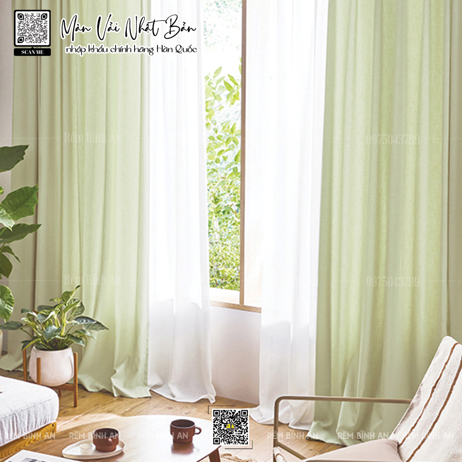 Rèm vải một màu Nhật Bản
