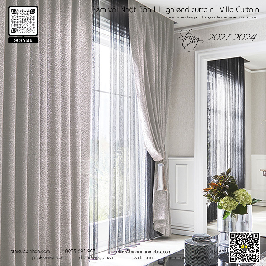 Rèm Vải Nhật Bản - Mẫu rèm vải Nhật Bản STRING
