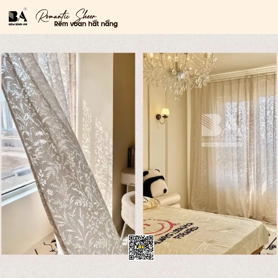 Rèm Voan Thêu Hoa Pháp Romantic Cao Cấp-4