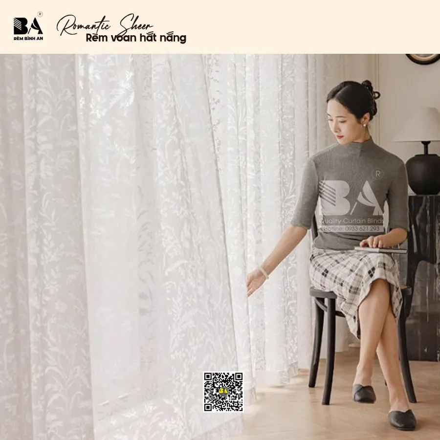 Rèm Voan Thêu Hoa Pháp Romantic Cao Cấp-8