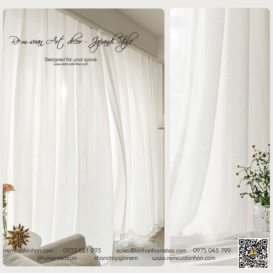 Rèm Voan Cao Cấp Art Decor Màn Voan Phong Cách Nhật Bản Rèm Phòng Khách Lấy Sáng Tự Nhiên