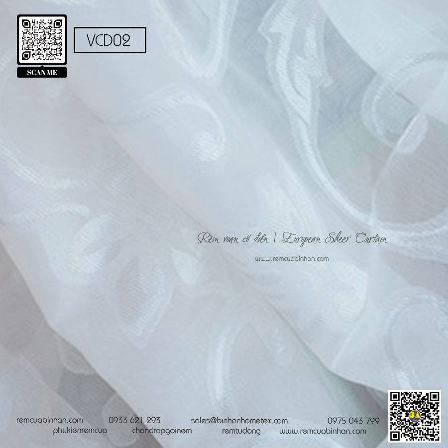 Rèm Voan Cổ Điển Màn Voan Trang Trí Mẫu Rèm Voan Đẹp VCD02