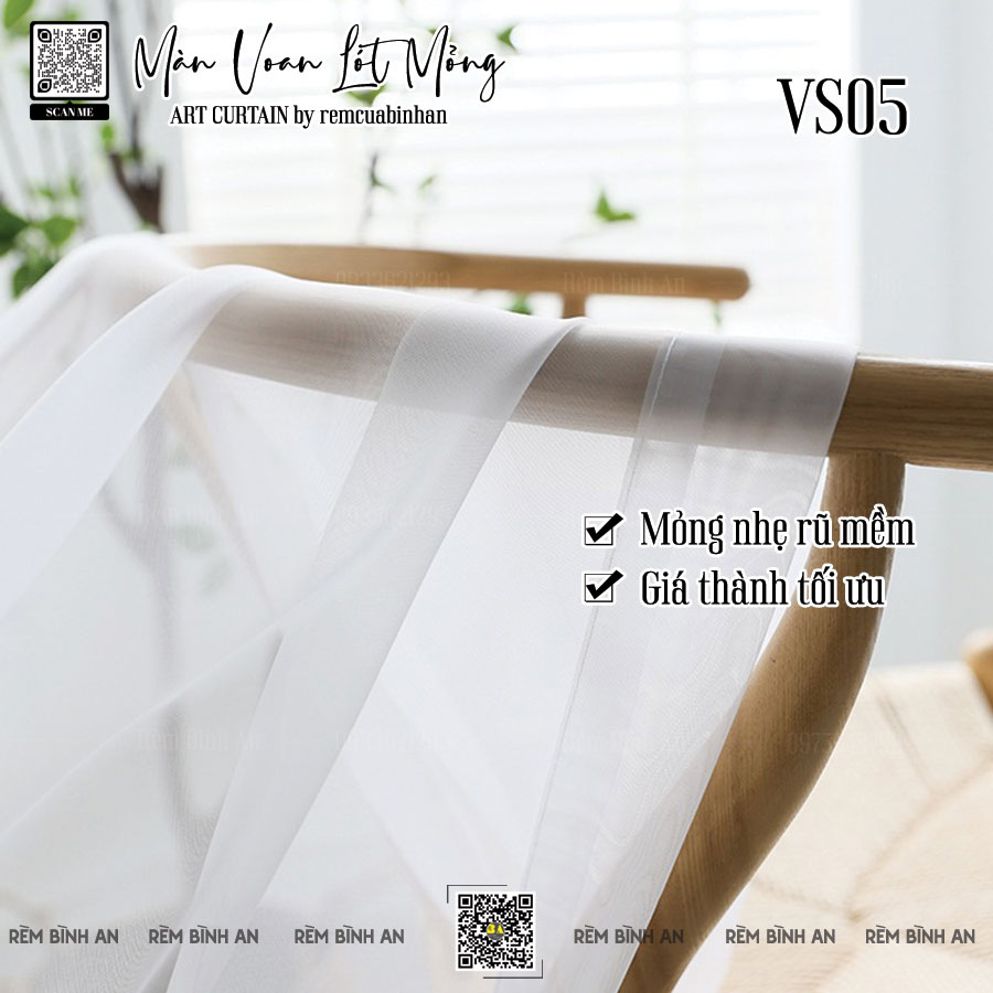 Rèm Voan Trơn VSP05 - Rèm Lót Giá Rẻ, Màn Voan Mỏng Eco