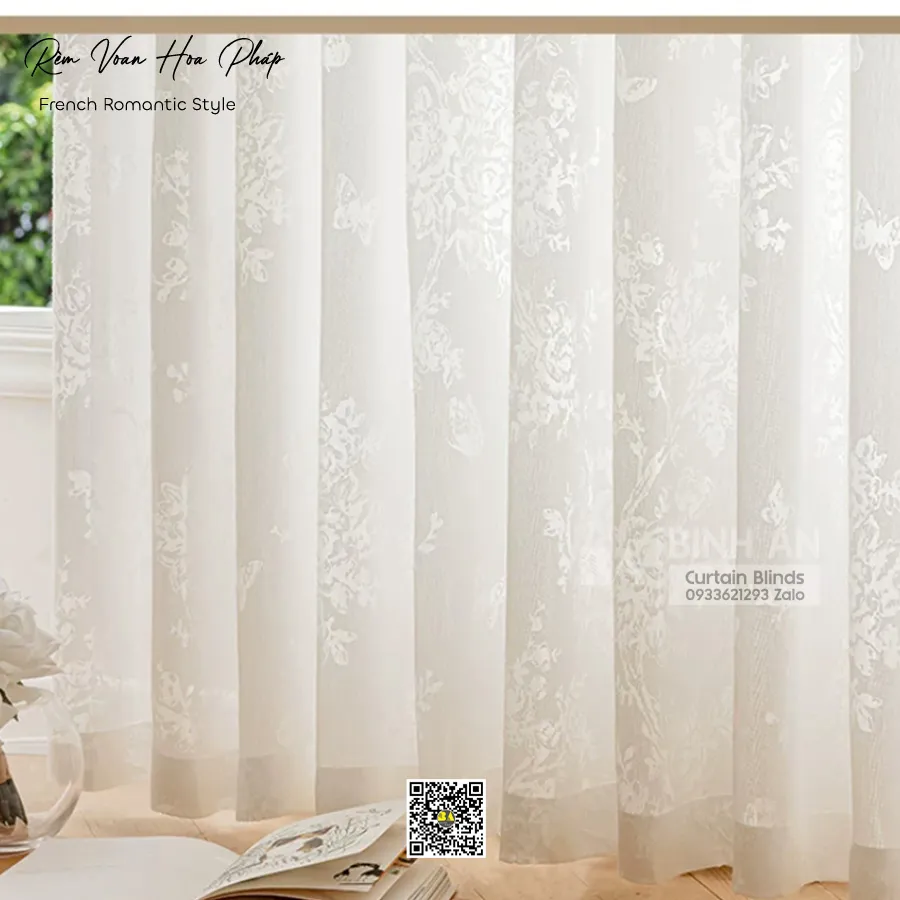 Rèm Voan Hoa Pháp Cổ Điển VRS01 | Voan French Vintage Cao Cấp-3