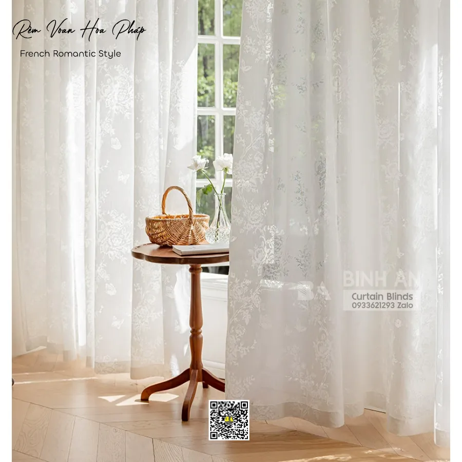 Rèm Voan Hoa Pháp Cổ Điển VRS01 | Voan French Vintage Cao Cấp-4