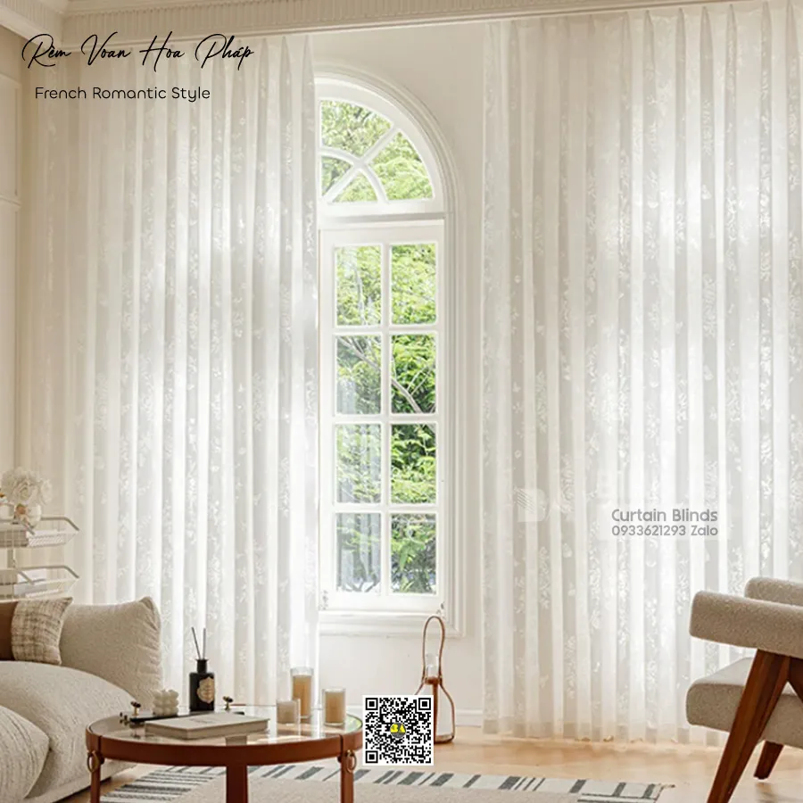Rèm Voan Hoa Pháp Cổ Điển VRS01 | Voan French Vintage Cao Cấp-5