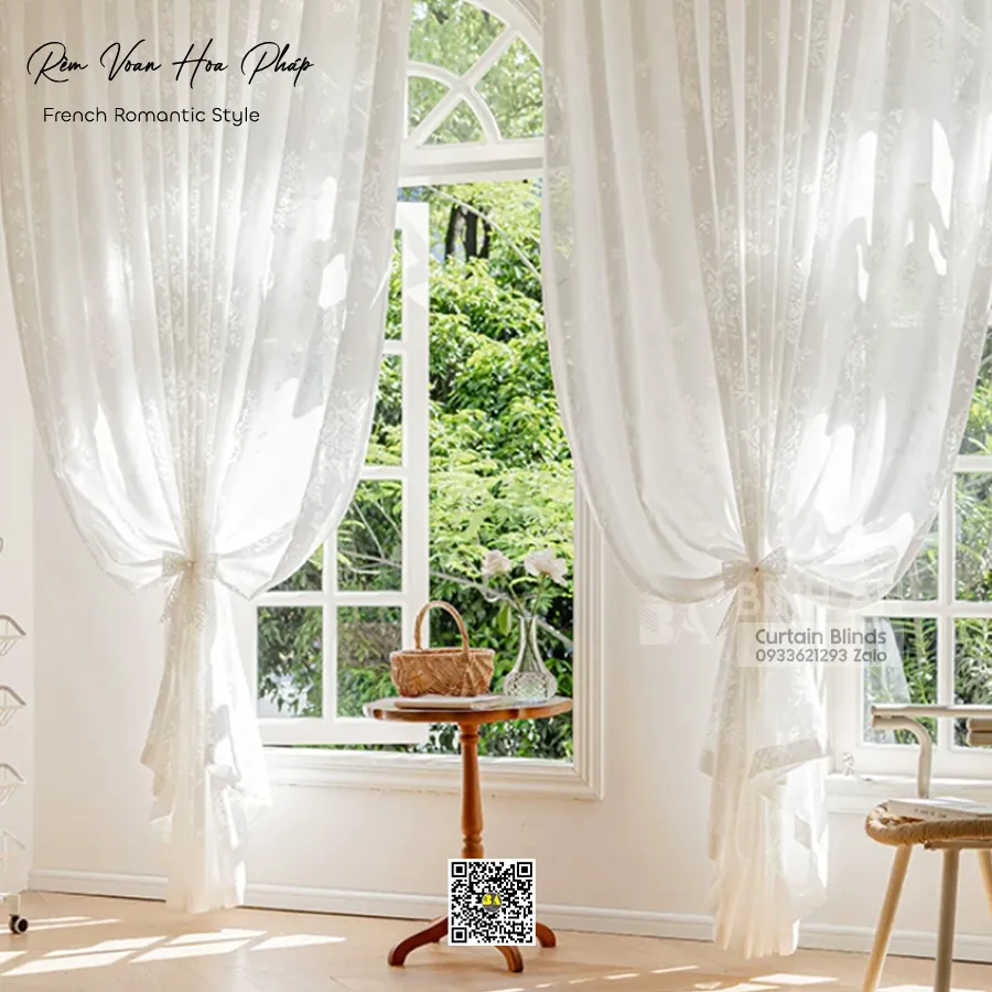 Rèm Voan Hoa Pháp Cổ Điển VRS01 | Voan French Vintage Cao Cấp-6