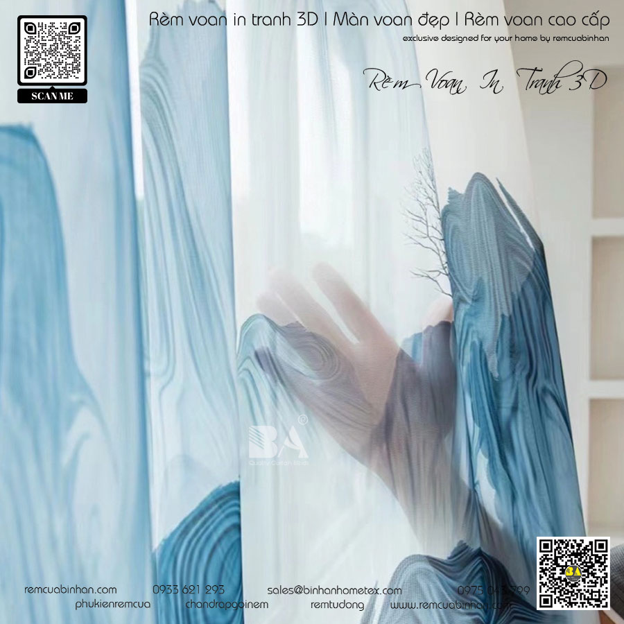 Rèm voan in tranh 3D đẹp và độc đáo - Rèm cửa Bình An