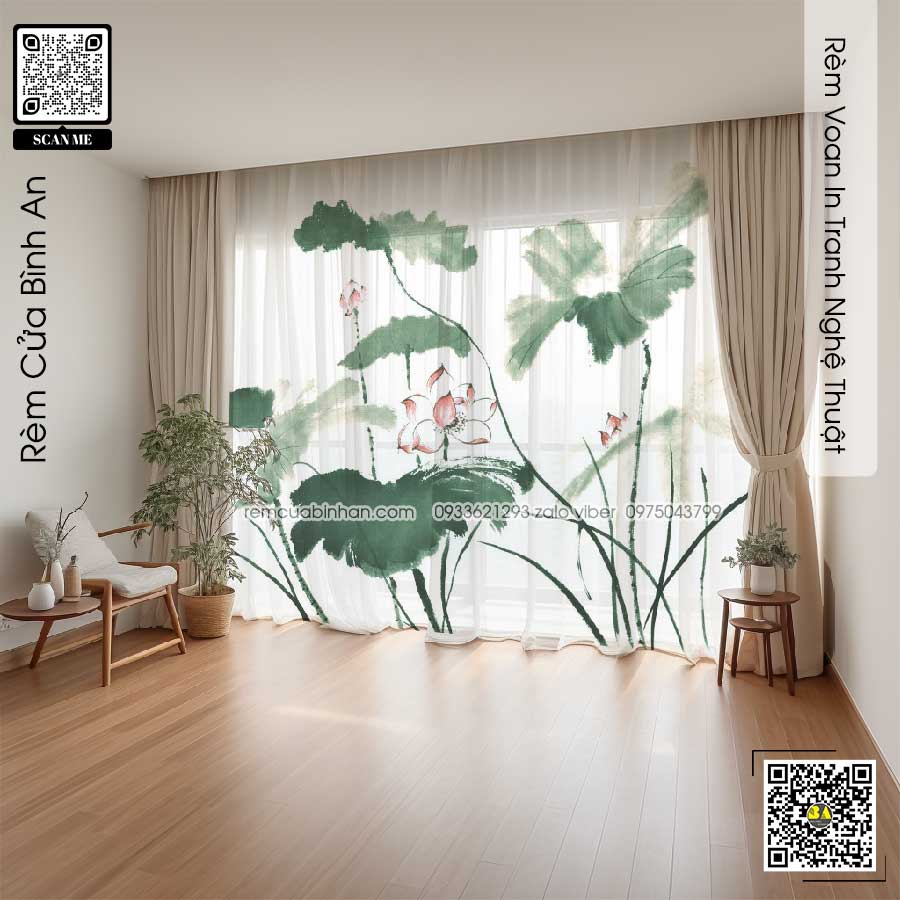 Rèm Voan In Tranh Cổ Điển - Rèm Cửa Bình An