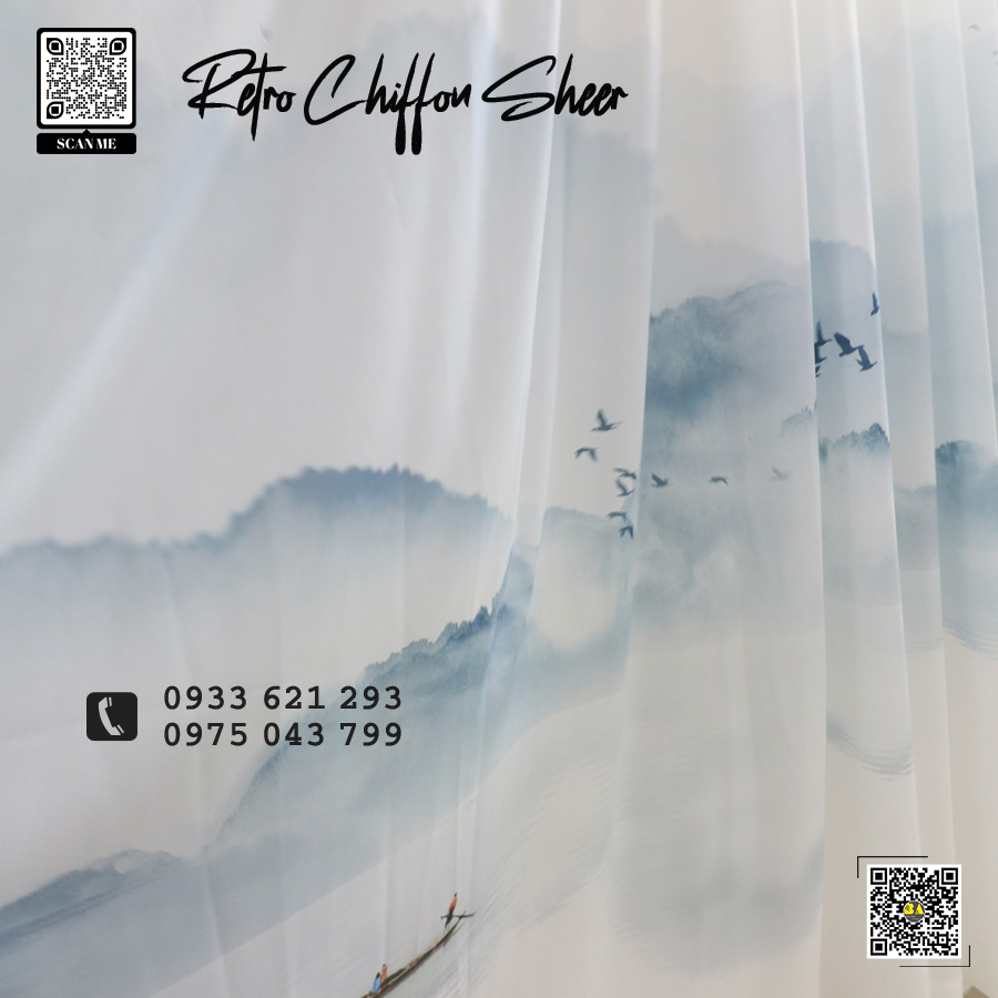 Rèm Voan Lụa In Tranh Cổ Điển - Phong Cách Indochine Sang Trọng