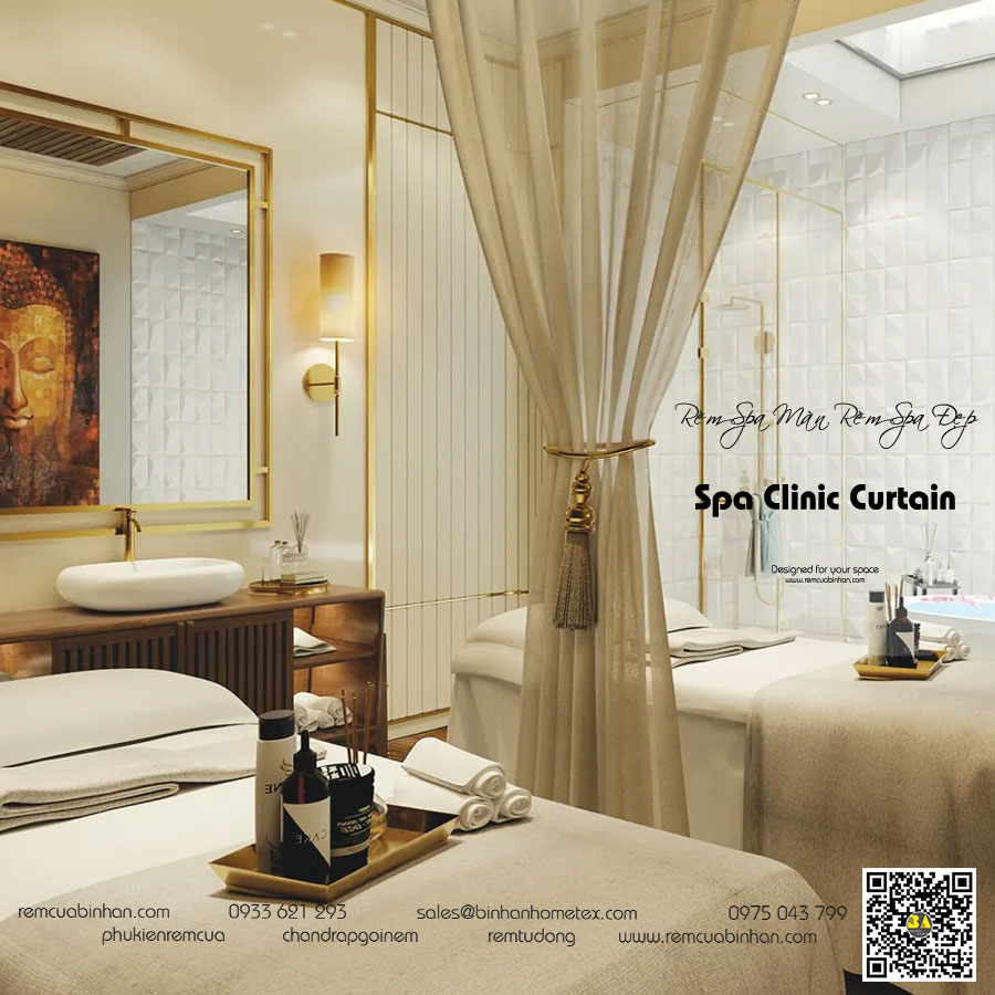 Rèm Voan Ngăn Giường Spa May Màn Spa Đẹp Rèm Spa
