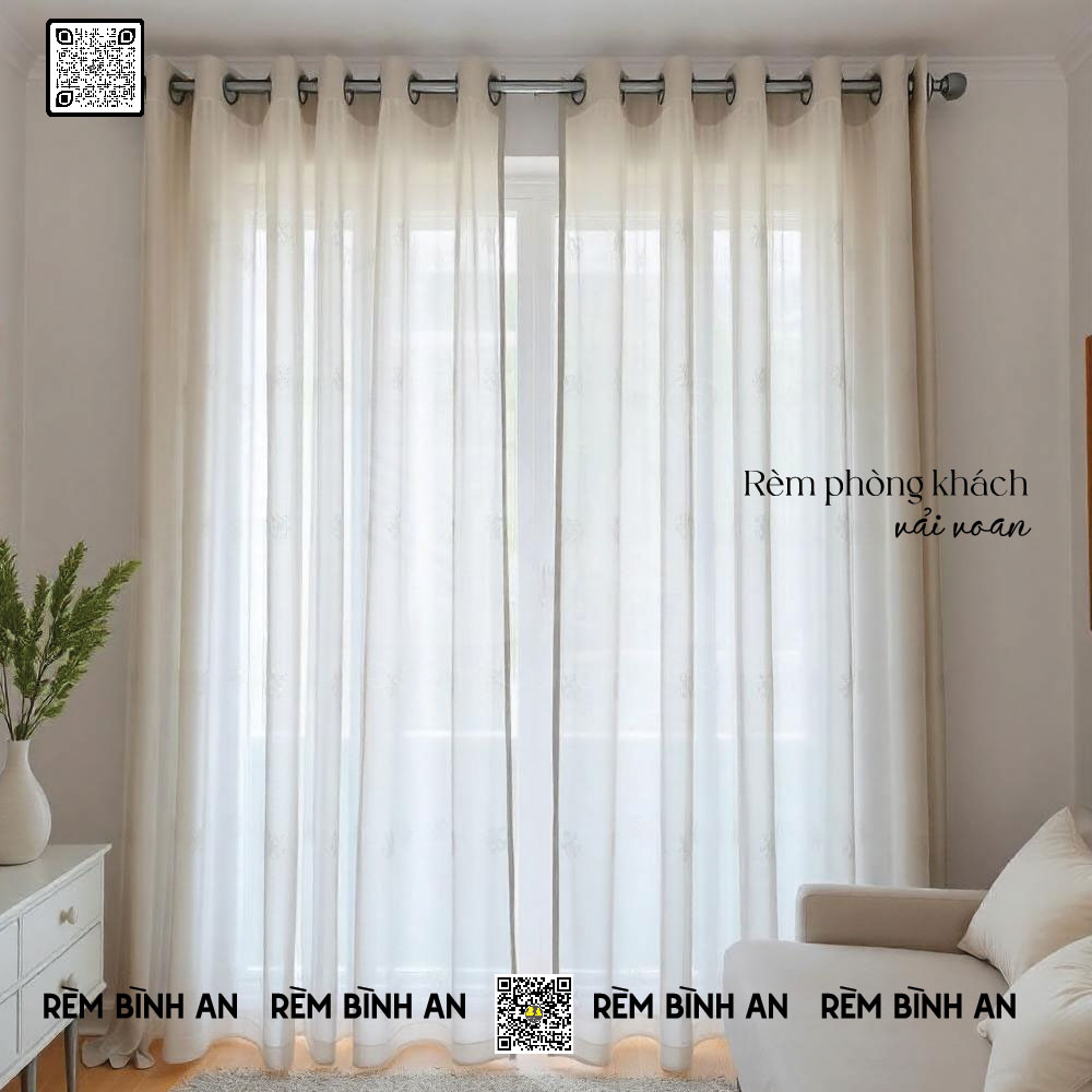 Rèm Voan Phòng Khách Cao Cấp - Tối Ưu Ánh Sáng & Riêng Tư