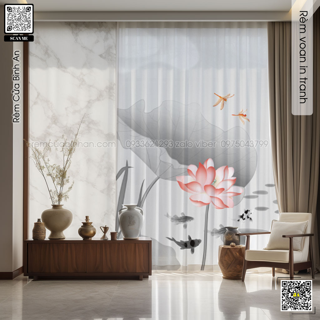 Rèm voan phòng ngủ cổ điển Indochine | RÈM BÌNH AN