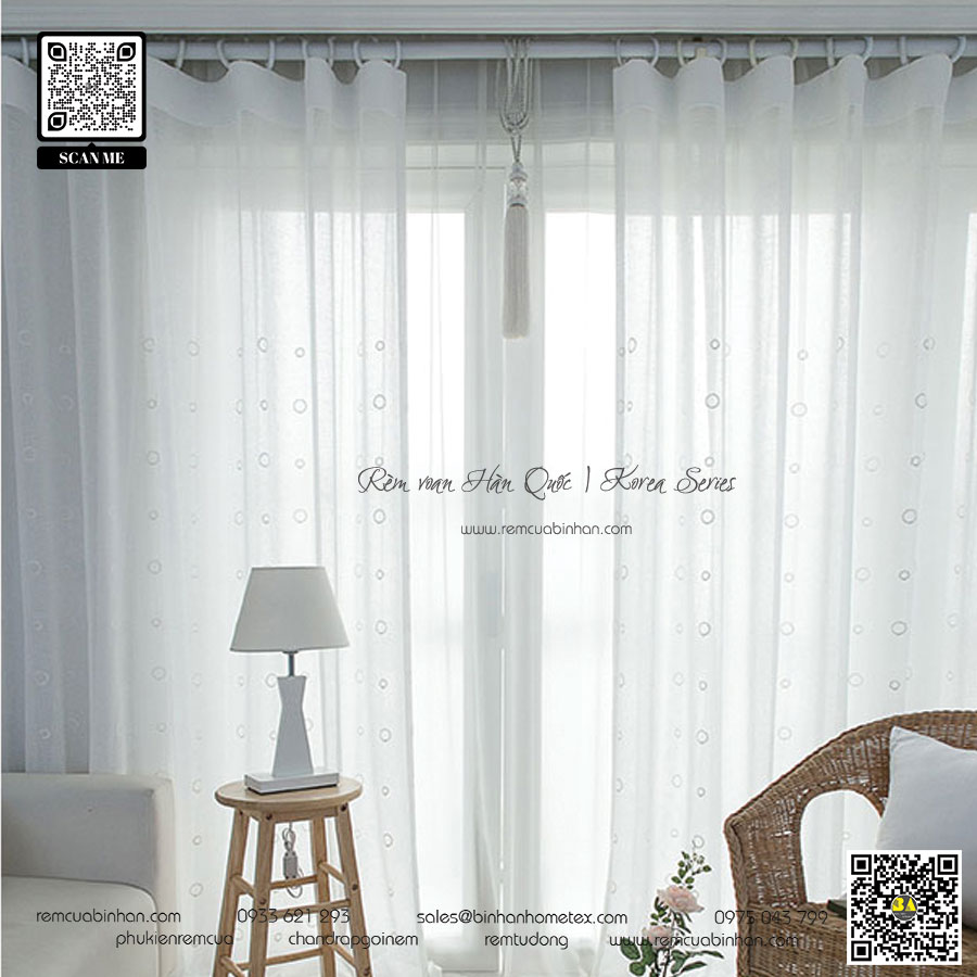 Rèm Voan Thêu Hàn Quốc Rèm Cửa Voan Mỏng Lót Màn Rèm Hàn Quốc