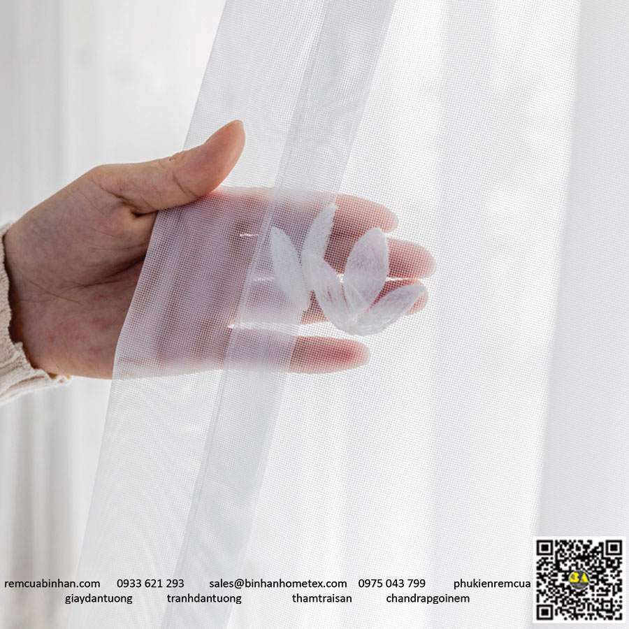 Rèm Voan Thêu Cổ Điển Màn Voan Trang Trí Đẹp VT221