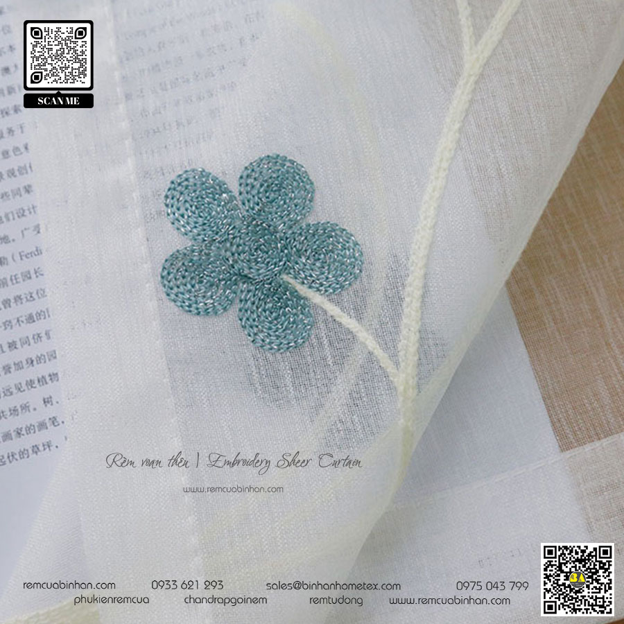 Rèm Voan Thêu Hoa Vintage Màn Voan Đẹp Rèm Voan Thêu ART RETRO