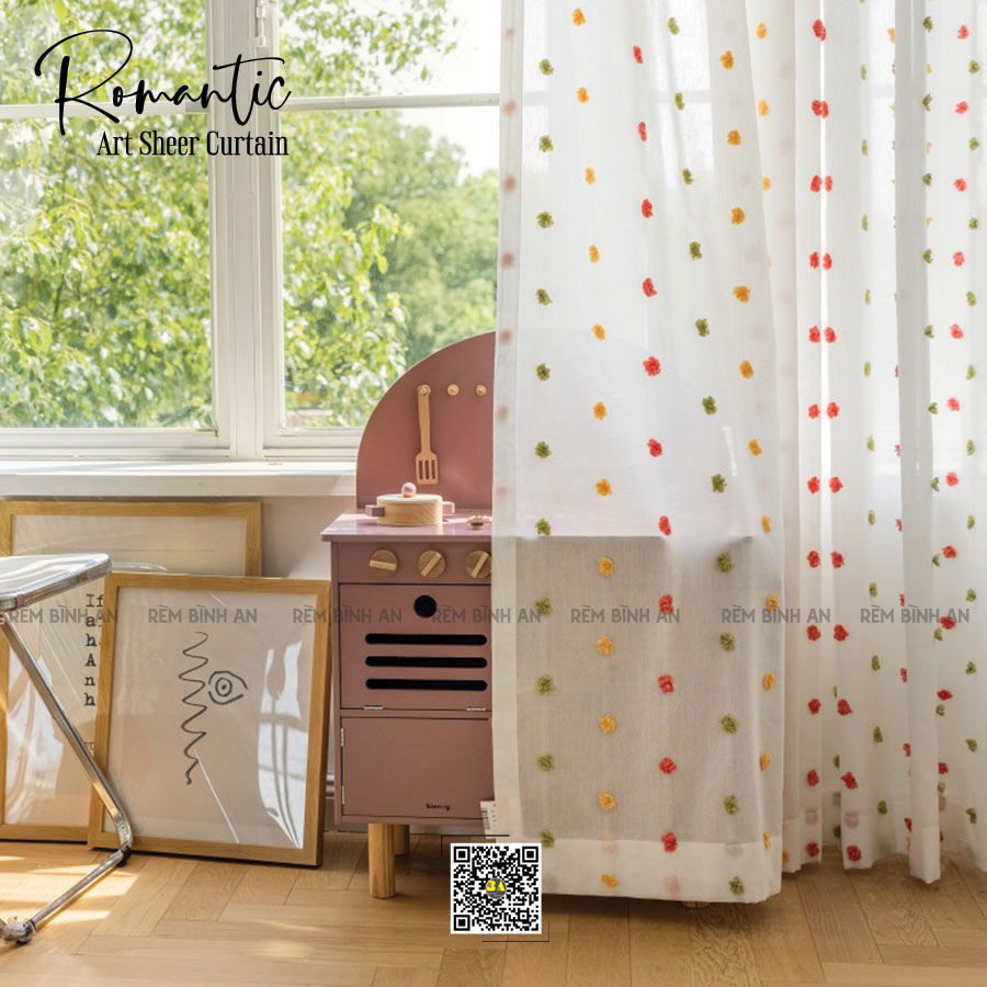 Rèm Voan Thêu Linen – Hoa Văn Tinh Tế Sang Trọng