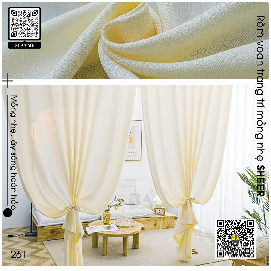 Rèm Voan Cotton Linen VS261 – Bền Đẹp, Tự Nhiên